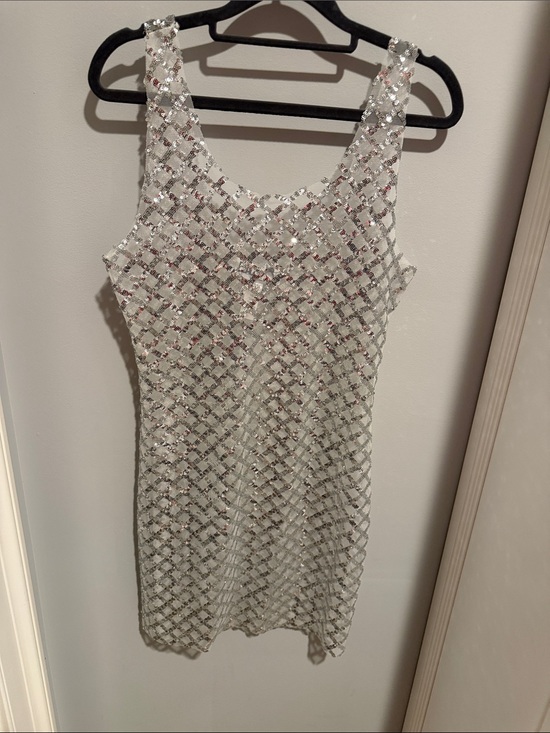 Beach Riot Dresses & Skirts - Beach Riot Silver Sequin Lattice Mini Dress